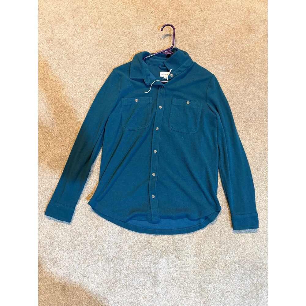 Womens Thread & Supply Teal Button Up Long Sleeve Sweater Shirt NWT Medium